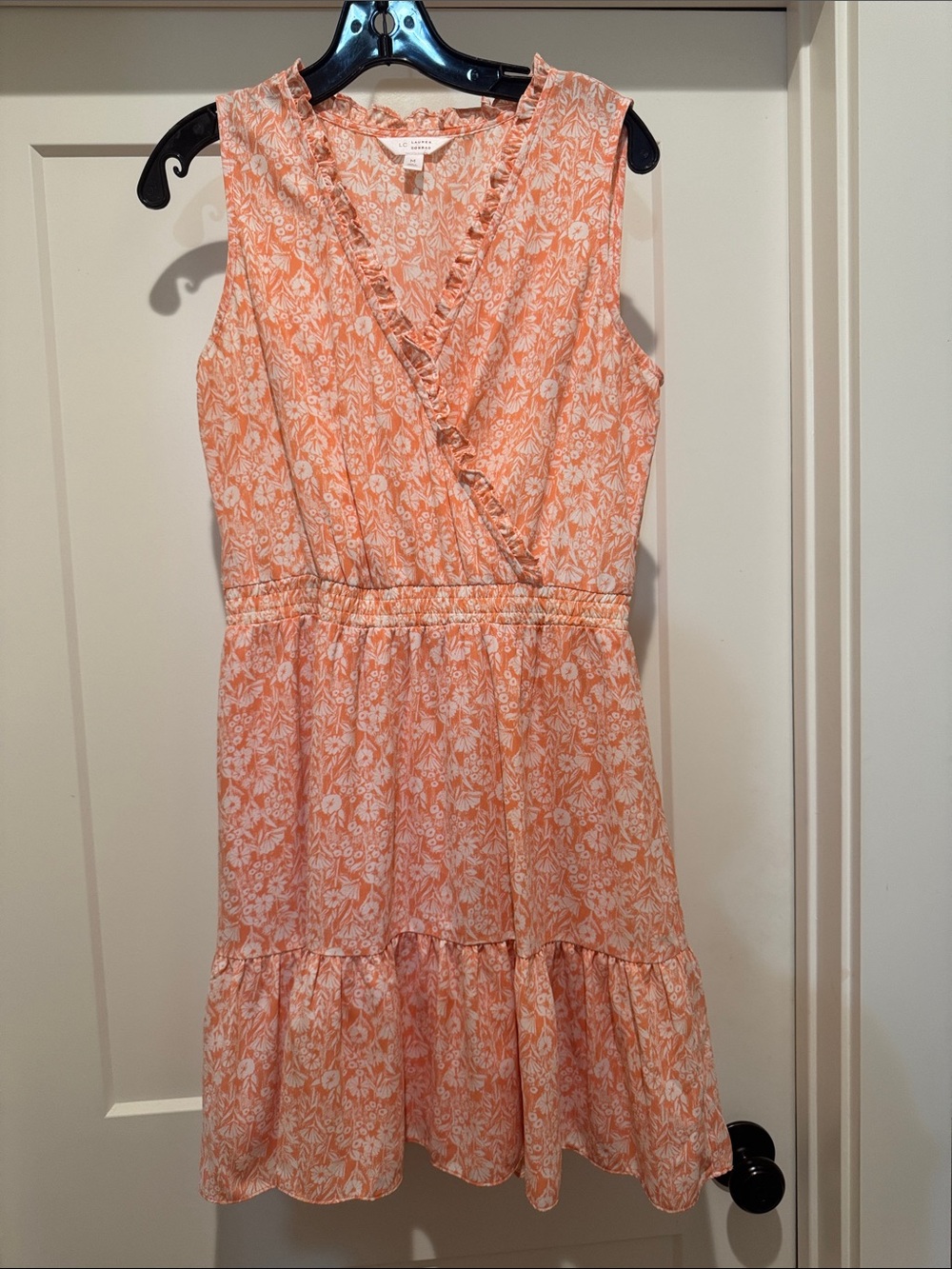 LC Lauren Conrad Peach Floral Ruffle Wrap Mini Dress